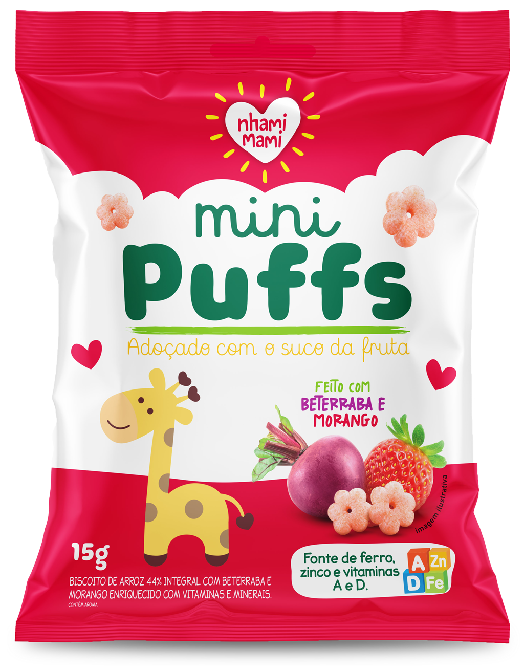Nhami Mami Mini Puffs Beterraba E Morango 15G
