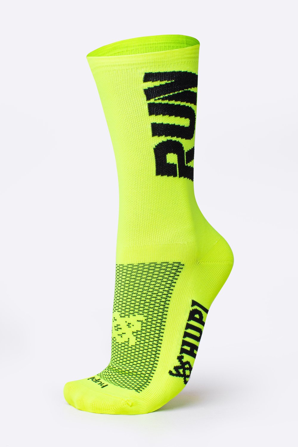 Meia HUPI Run Amarelo Neon/Preto