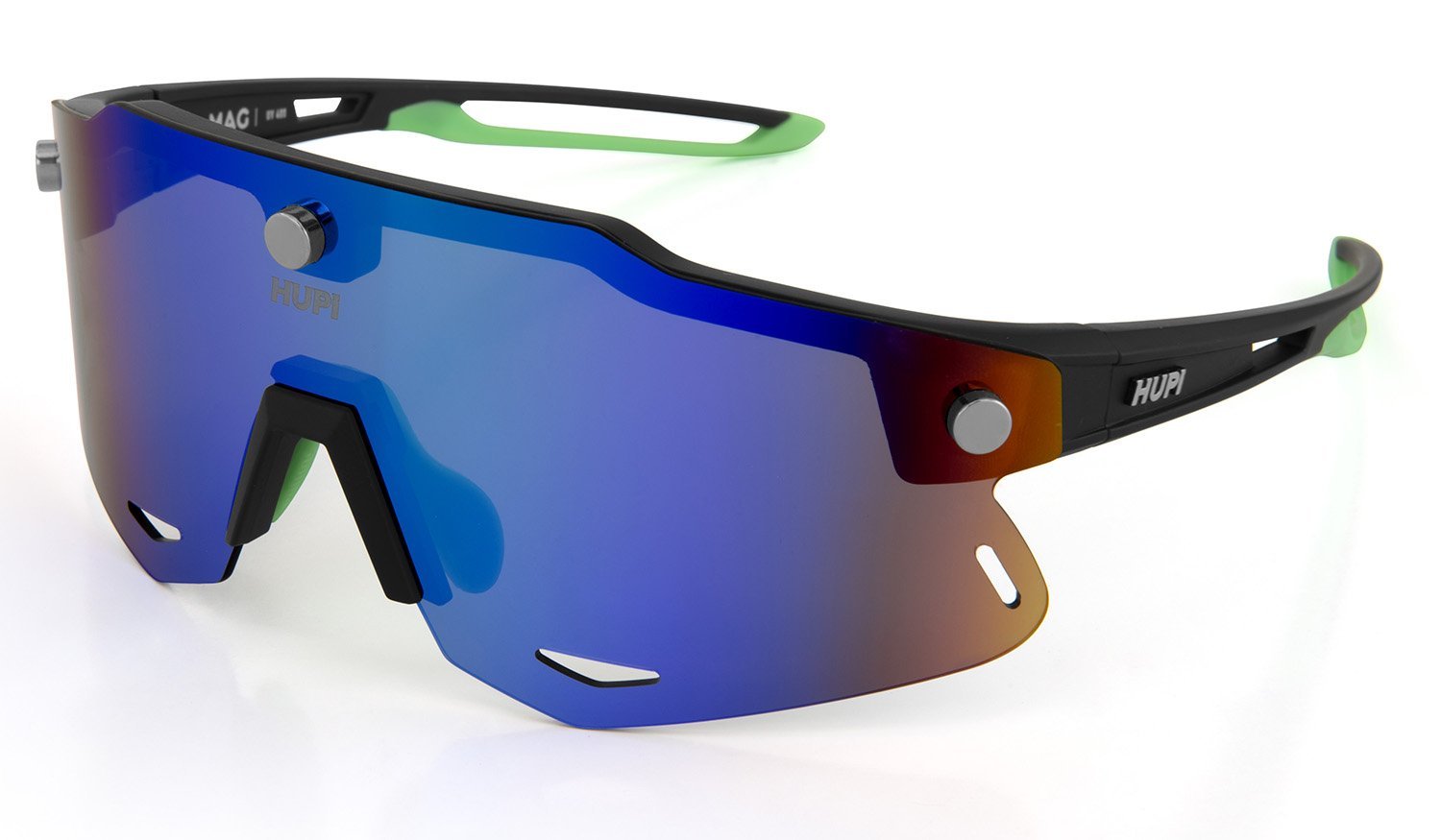 Óculos de Sol HUPI Magnetic Preto/verde - Lente Verde Espelhado