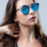 Óculos de Sol HUPI Shine Preto/Azul - Lente Azul Espelhado