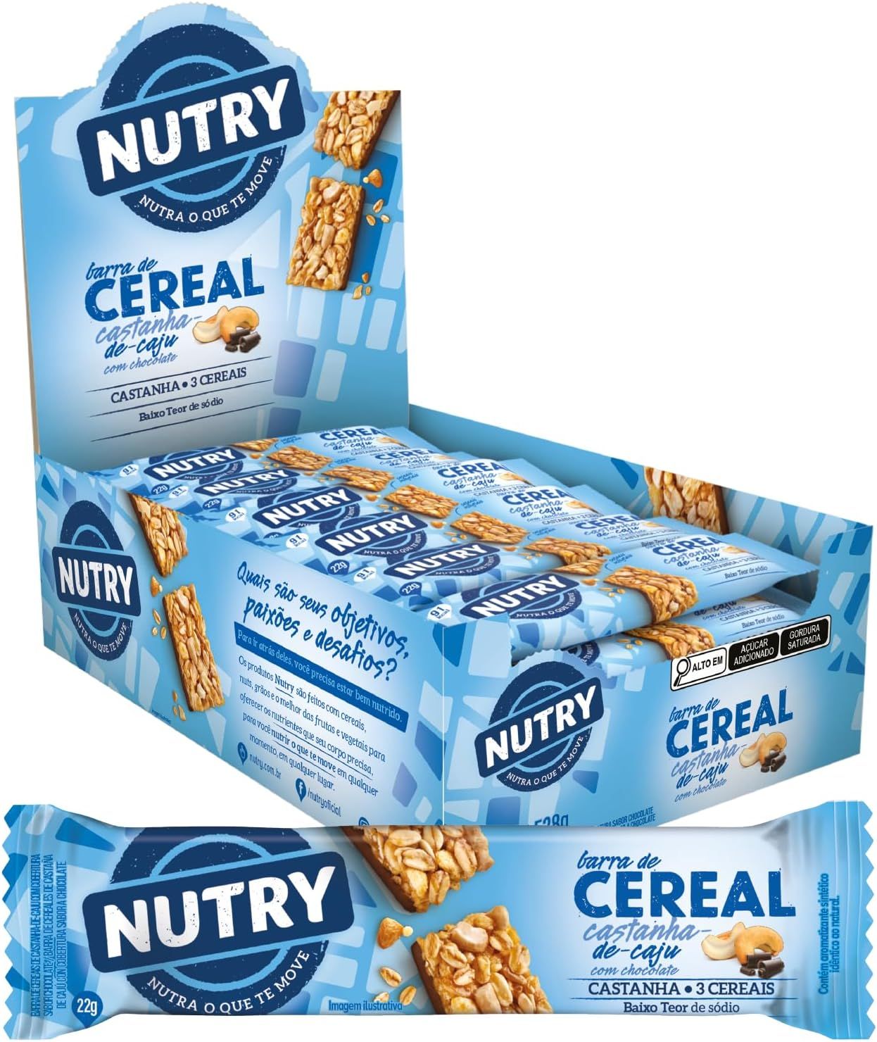 Nutry Barra De Cereais Castanha De Caju Com Chocolate 22G