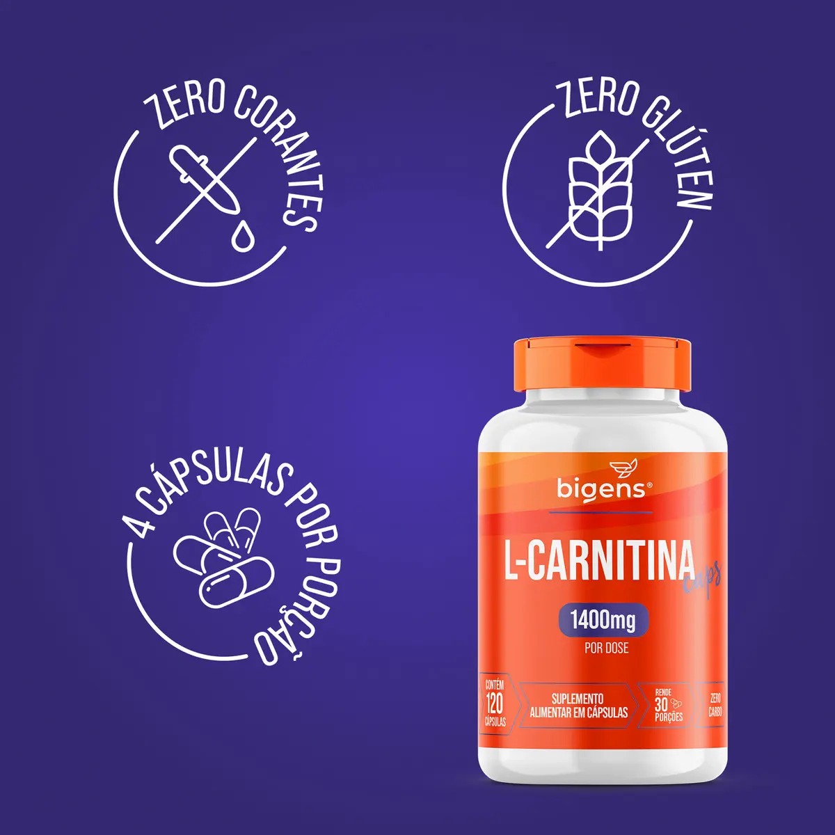 Bigens L Carnitina 120 Caps - Imagem 3