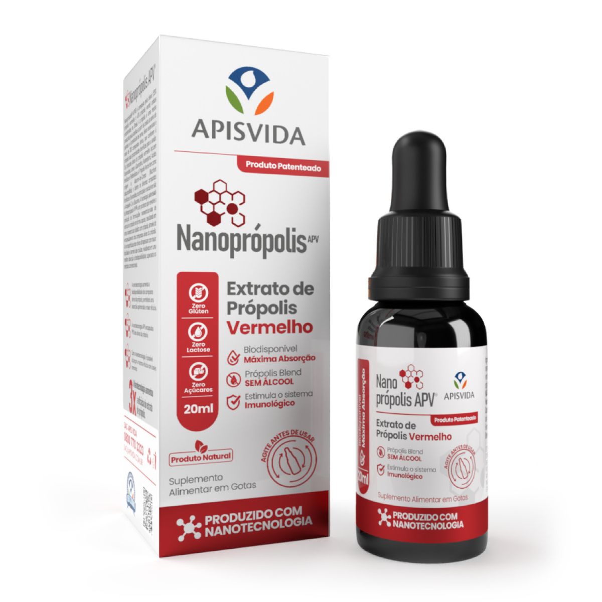 Apis Vida Nanopropolis Extrato De Propolis Vermelho 20Ml