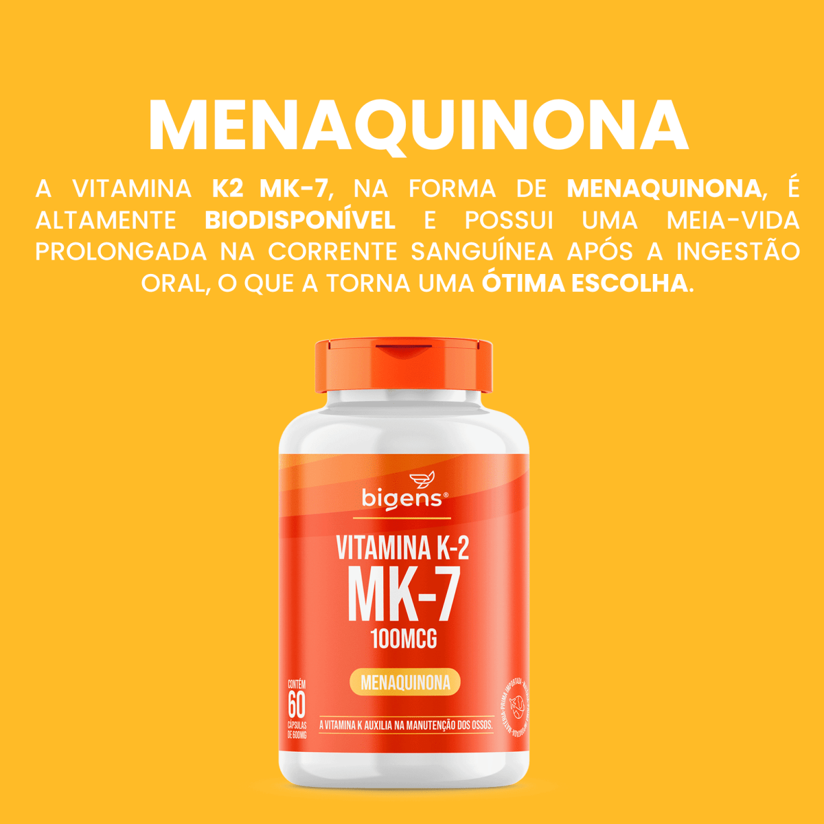 Bigens Vitamina K2 Mk7 60 Caps - Imagem 2